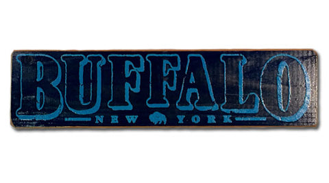Buffalo, NY (navy) rustic wood sign