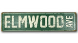 Elmwood Ave rustic wood sign