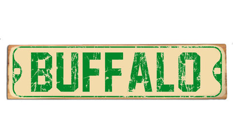 Vintage Buffalo (green) rustic wood sign